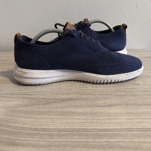 Cole Haan Grand Stretch Knit Wing Tip Oxford Shoes Navy Blue C37369 Sz 10 - Picture 10 of 11